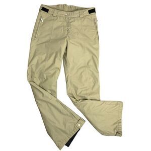 Descente Insulated Ski Snow Pants 8 Tan Ankle Zip Pockets Adjustable Waist Snap